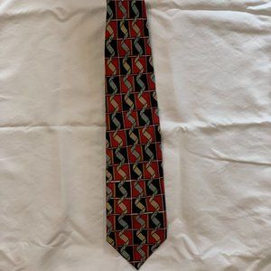 Men's J'en El Silk Red Print Silk Necktie